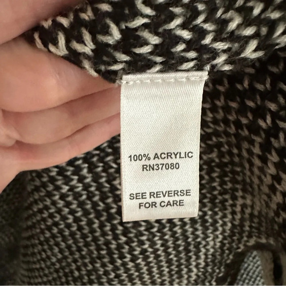 Cato Women’s Long Sleeve Black & White Knit Open Front Cardigan Sweater Sz L GUC - Picture 7 of 8